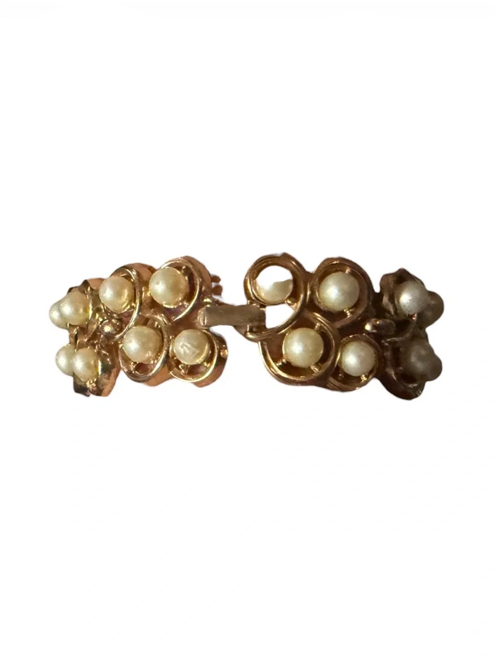 Vintage Trifari Faux Gold Pearl Cluster Women's Bracelet